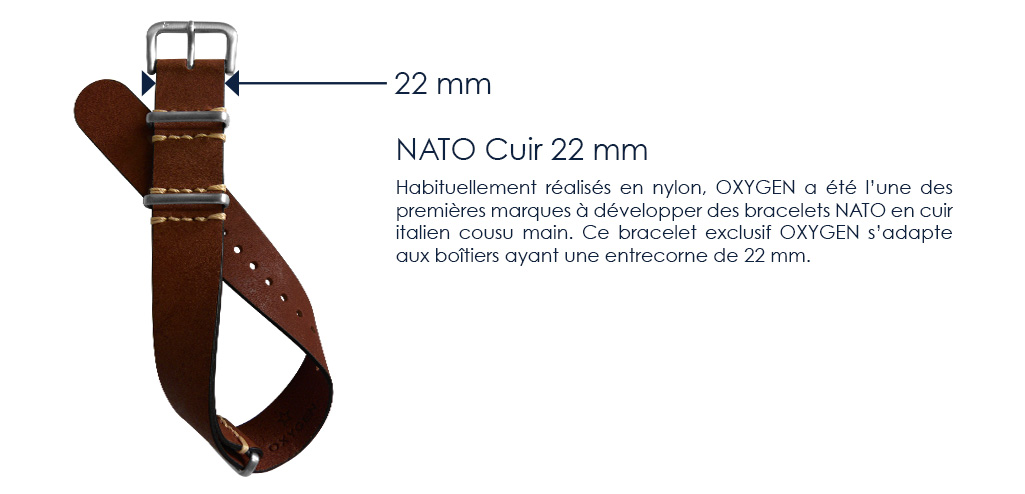 Bracelet pour femme - Nato Cuir 22 mm