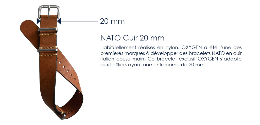 Bracelet en cuir - Nato Cuir 20 mm