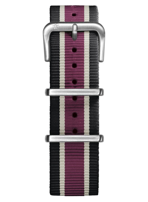 Nato Nylon Black / Ivory /  Plum 20 mm