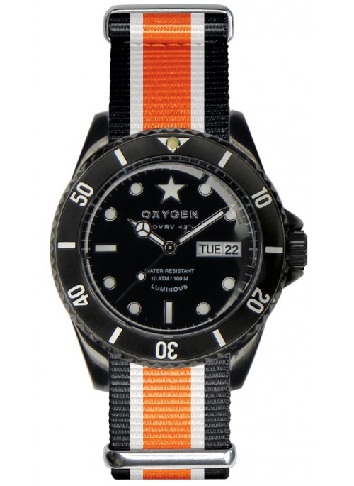 Diver Vintage 42 Black Cat Black Ivory Orange Strap