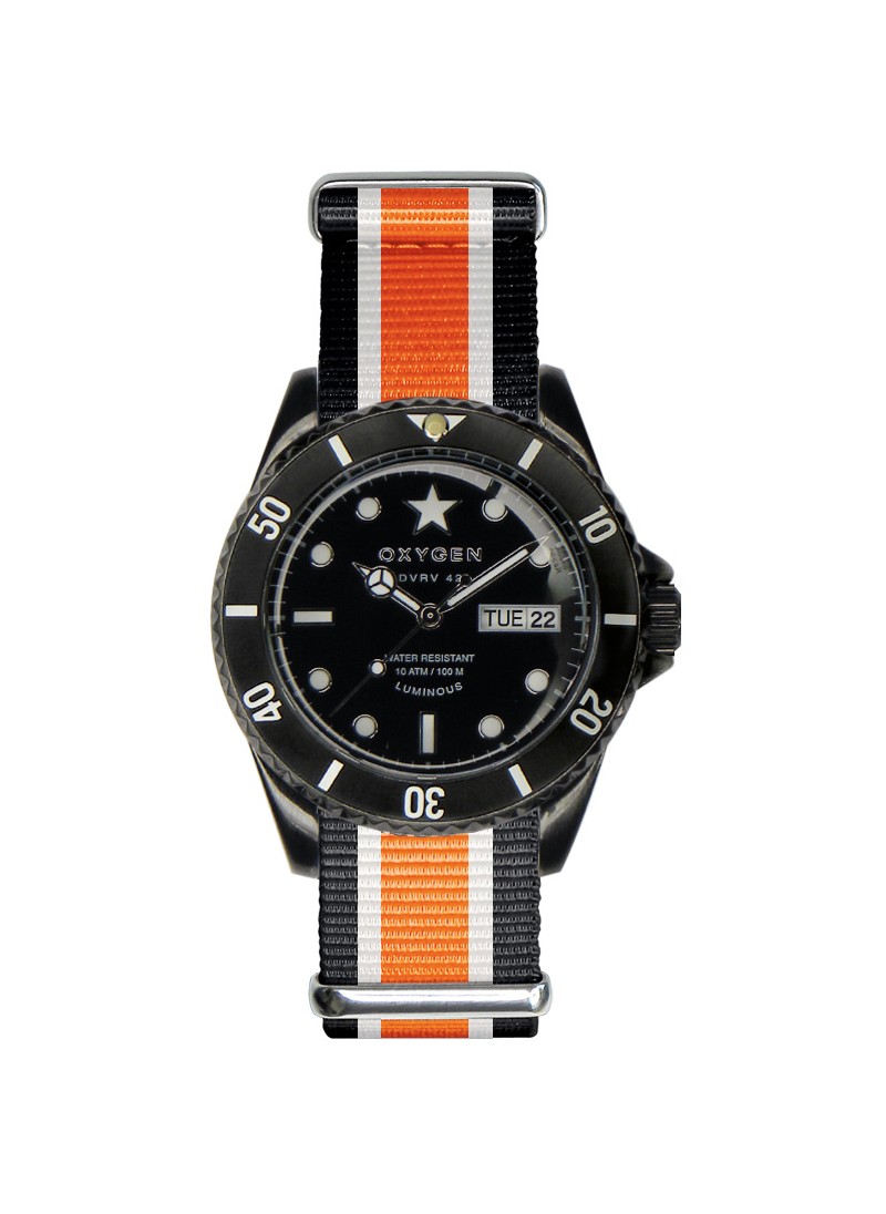 Diver Vintage 42 Black Cat Black Ivory Orange Strap