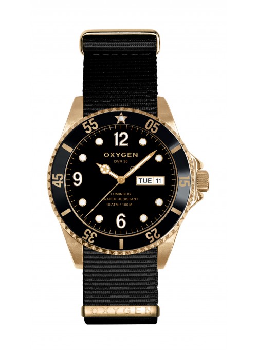 Diver 36 Gold Mine Black Nylon Strap